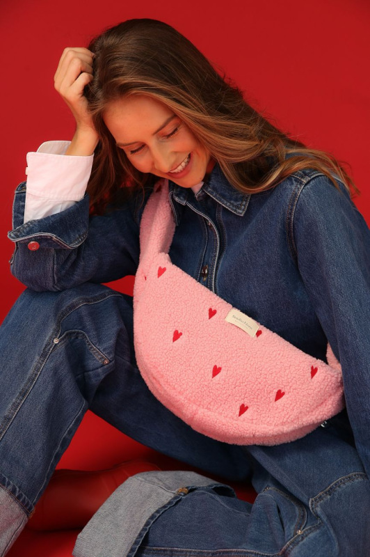 STUDIO NOOS - Teddy Mini Cross Body Bag | Light Pink Hearts 5
