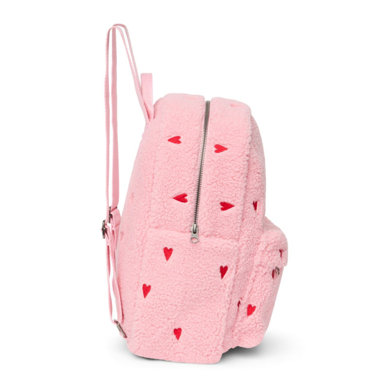 STUDIO NOOS - Teddy Midi BACKPACK - batôžtek s predným vreckom | Light Pink Hearts 2