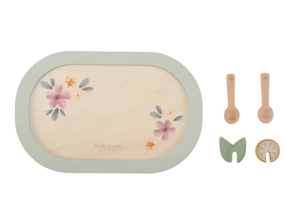 Čajový set drevený s kvetinovou potlačou 3