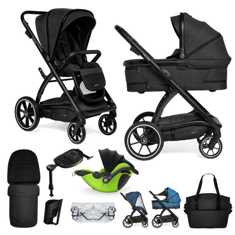 MUUVO Kočík kombinovaný Trick set 2v1 Jet black + KIDDY Evoluna i-size 2 + základňa