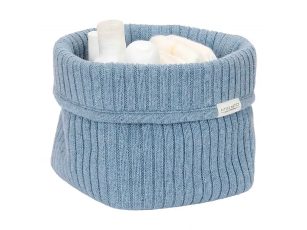 Košík na hračky pletený malý Pure Denim Blue 1