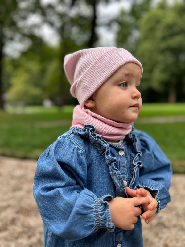 Detský nákrčník rebrovaná bavlna - BABY PINK 5