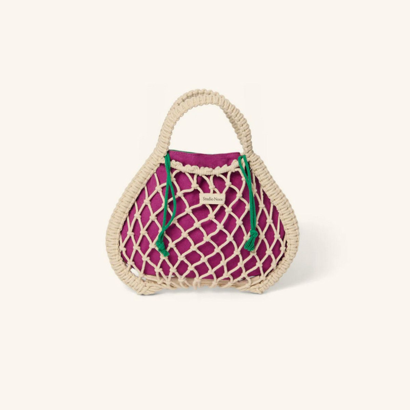 STUDIO NOOS - MACRAME MINI HAND BAG | Natural síťka & Purple Green 3