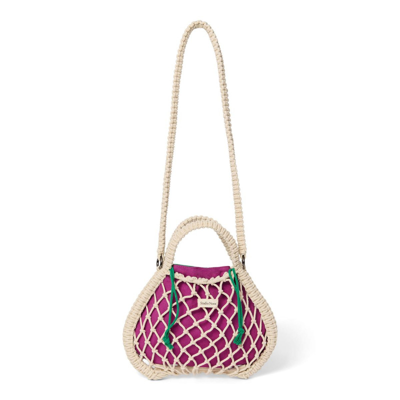 STUDIO NOOS - MACRAME MINI HAND BAG | Natural síťka & Purple Green 1