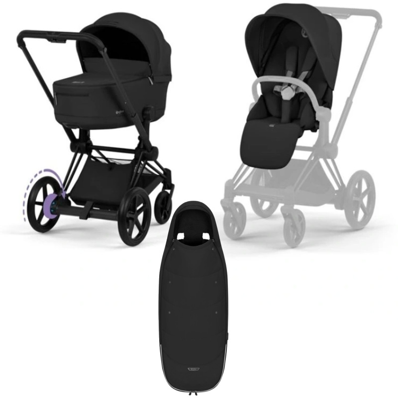 Cybex e-Priam Comfort 2026 rám Matt Black + fusak, Sepia Black