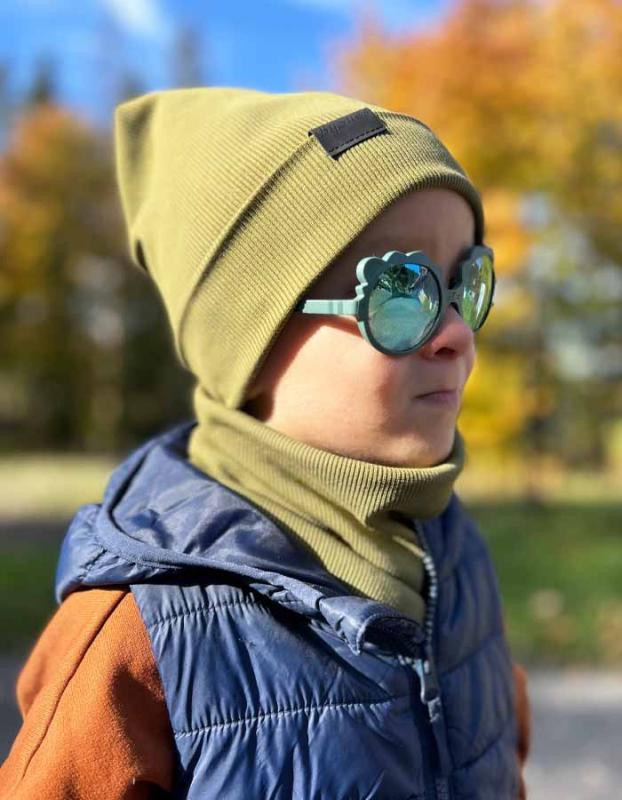 Detský nákrčník rebrovaná bavlna - OLIVOVÁ