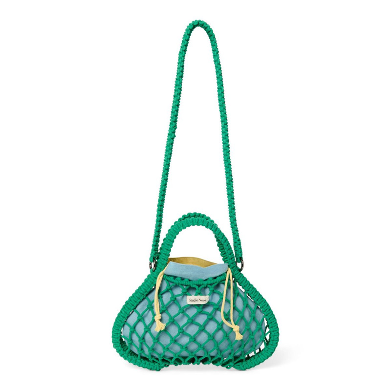 STUDIO NOOS - MACRAME MINI HAND BAG | Green síťka & Blue Yellow 2