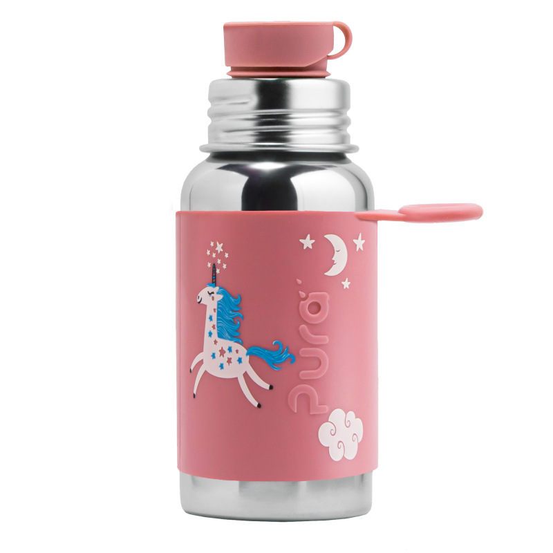 PURA Nerezová fľaša so športovým uzáverom 500ml, Unicorn