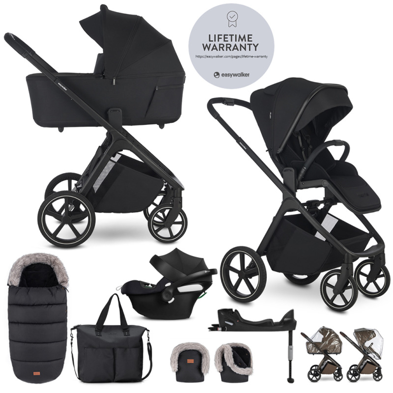 EASYWALKER Set kočík 4v1 Zoey Go Pure Black XXL Limited + CBX Aton B2 i-Size + Cybex Base One
