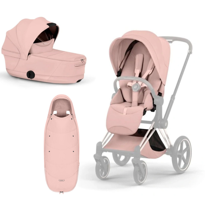 Set kočíka Cybex Priam Style + fusak platinum - Peach Pink