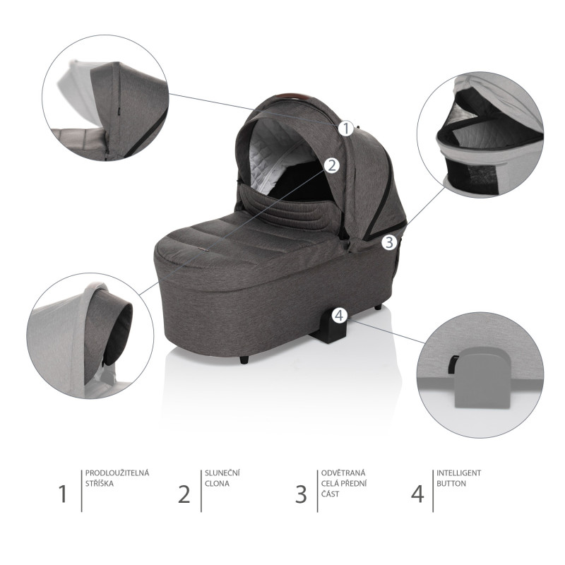 Hlboká korba ku športovému kočíku Move XL, Silver Grey 1