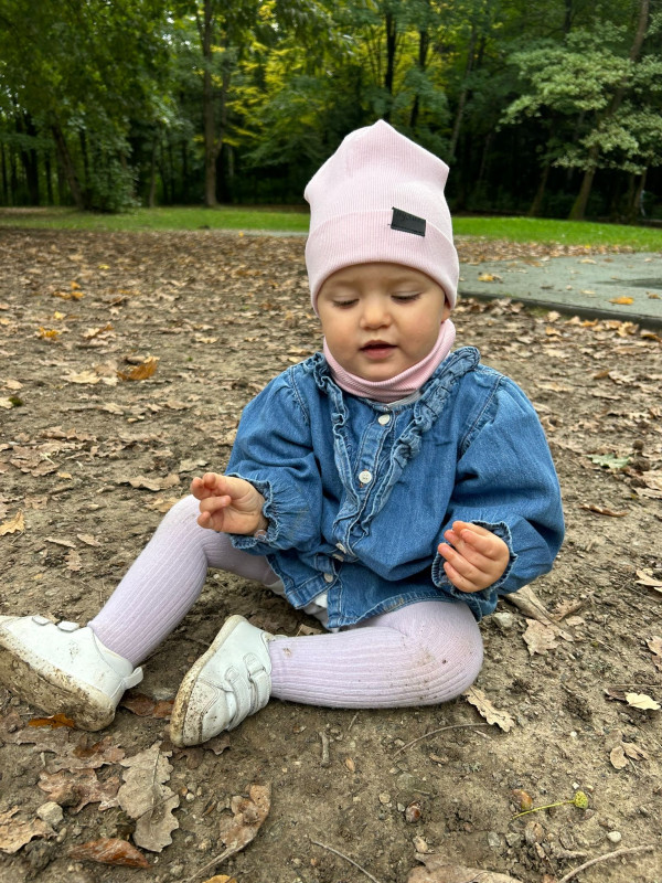 Detský nákrčník rebrovaná bavlna - BABY PINK 1
