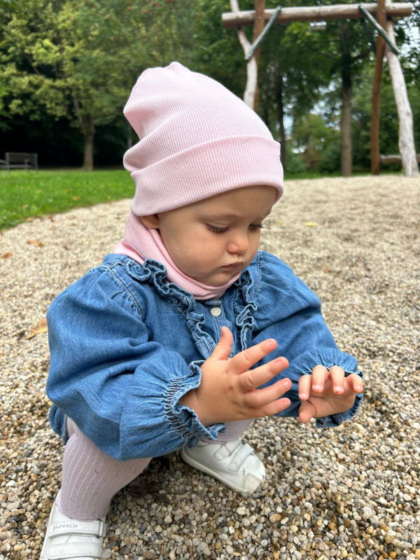 Detský nákrčník rebrovaná bavlna - BABY PINK 4