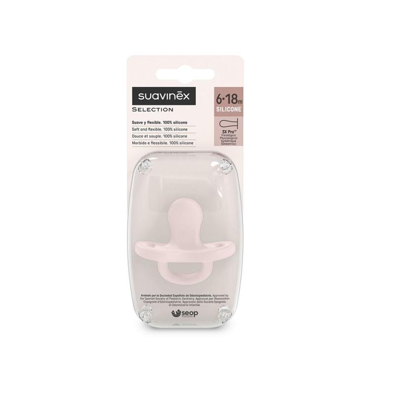 SUAVINEX | CUMLÍK fyziologický SILIKON 6-18m SX PRO - COLOUR ESSENCE - ružové 2