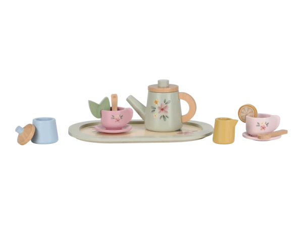 Čajový set drevený s kvetinovou potlačou 4