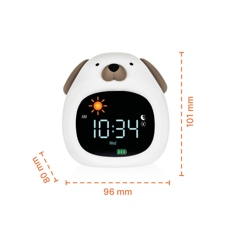 Silikónový detský budík s nočným svetlom a hudbou, Dog 2
