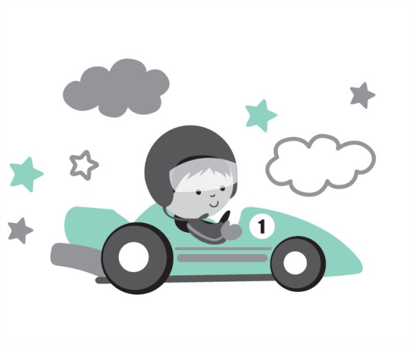 Dvojstupínek k WC/umyvadlu "Racer", Grey/Mint 1