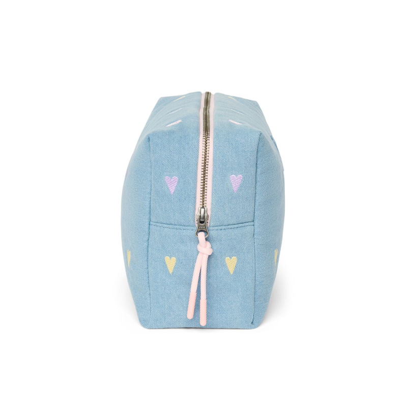 STUDIO NOOS - Denim Toiletry - toaletná taštička | Hearts Light Blue Hearts 2