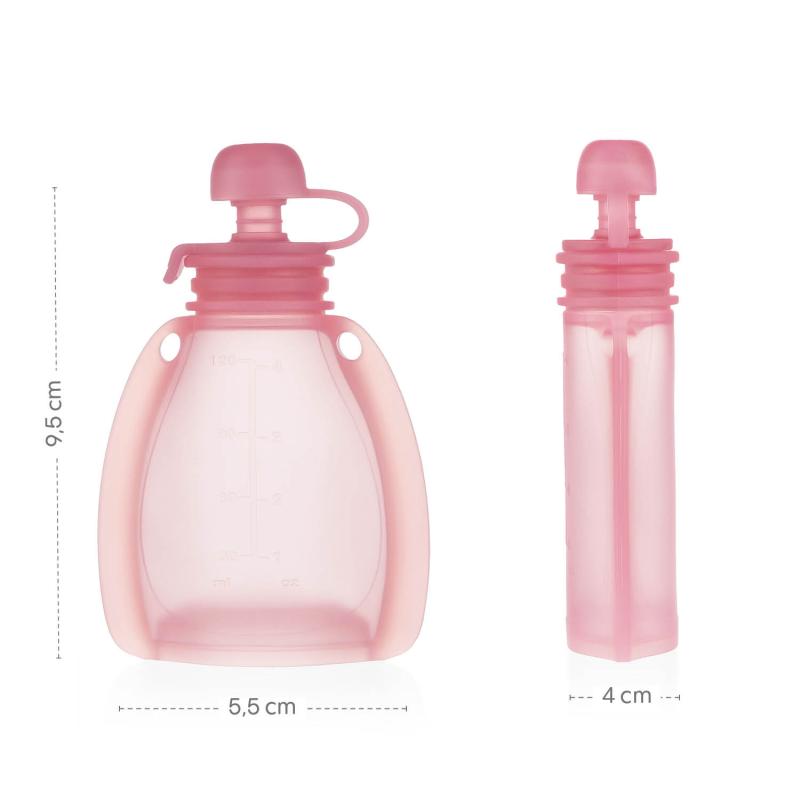 Silikónové plniteľné vrecko na detskú stravu, Transparent Pink 10