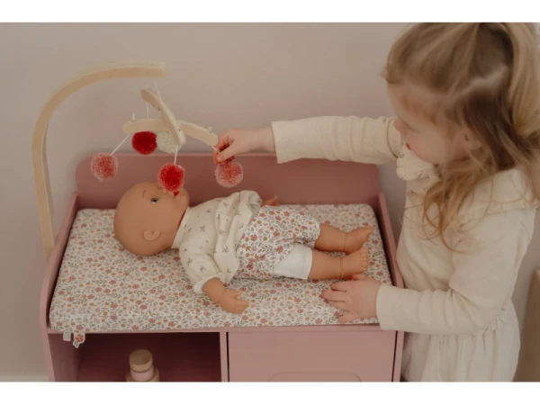 Prebaľovací pult pre bábiky drevený Soft Flowers 8