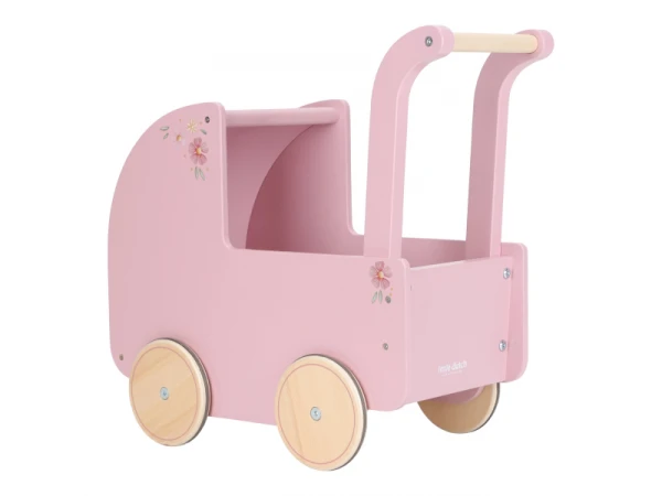 Kočík pre bábiky drevený s perinkou Pink 6