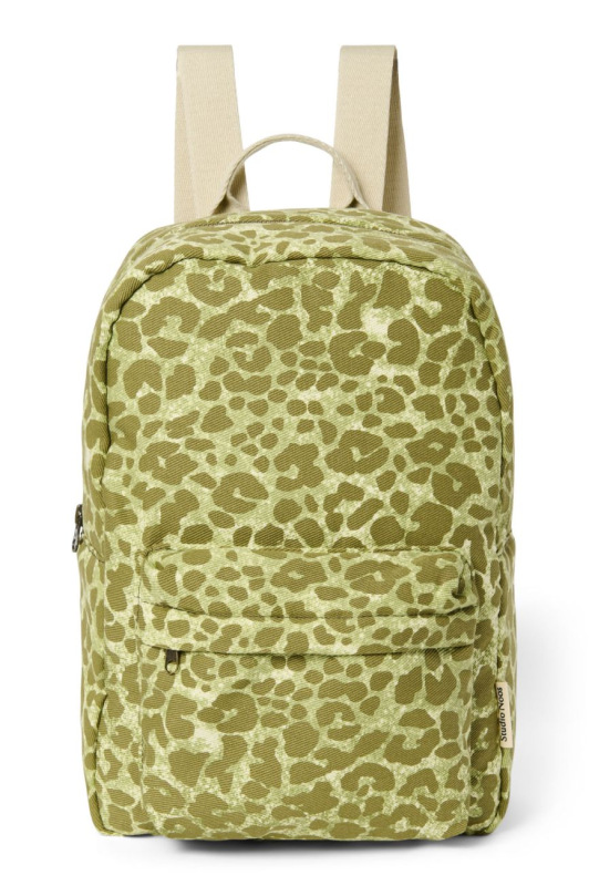 STUDIO NOOS - Cotton Midi BACKPACK - batôžtek s predným vreckom | Green Leopard