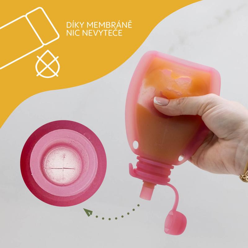 Silikónové plniteľné vrecko na detskú stravu, Transparent Pink 8