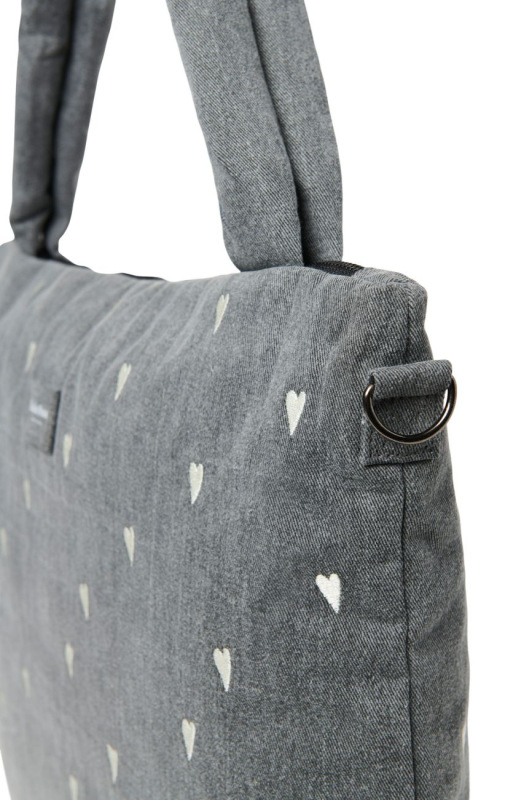 STUDIO NOOS - Denim DIAPER BAG - přebalovací taška | Grey Hearts 4