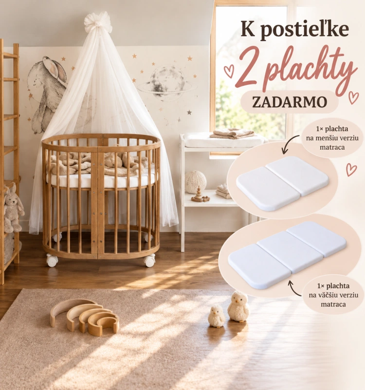 WALDIN rastúca postieľka 7v1 s matracom – Vintage