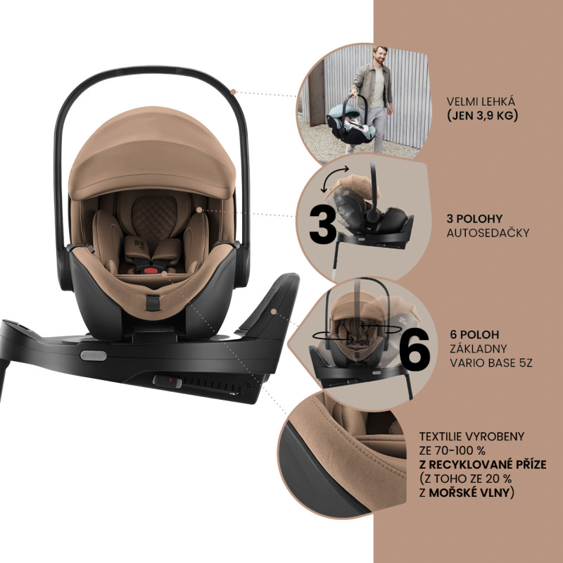 Set kočík Smile 5Z + hlboká korba + autosedačka Baby-Safe PRO + Vario Base 5Z Lux, Soft Taupe 9