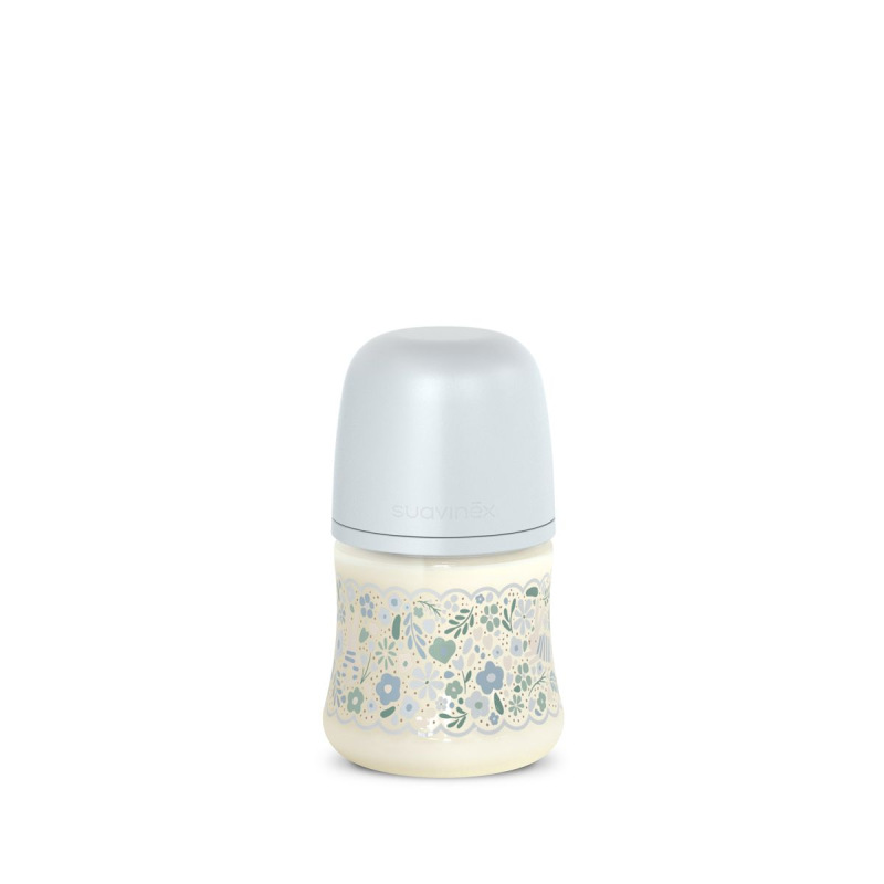 SUAVINEX | Dojčenská fľaša WONDERLAND NEW 150ml FYZIOL PRŮTOK S - modrý kvet