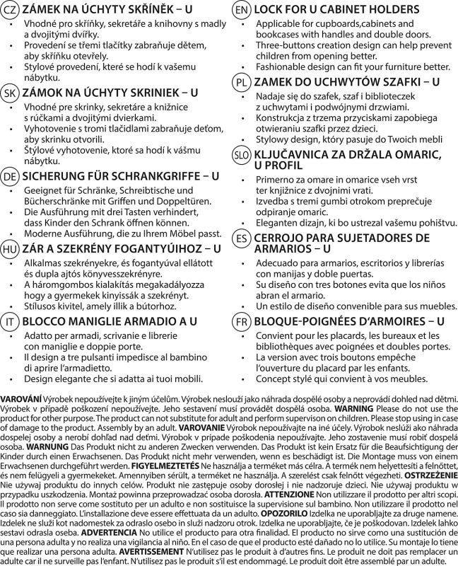 Zámok na úchyty skriniek U, white/grey 6