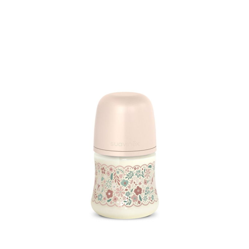 SUAVINEX | Dojčenská fľaša WONDERLAND NEW 150ml FYZIOL PRŮTOK S - ružový kvet