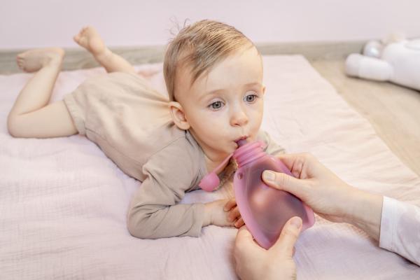 Silikónové plniteľné vrecko na detskú stravu, Transparent Pink 13