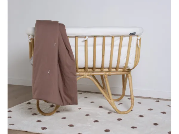 Košík na bábätko ratanový + matrac + poťah Jersey Off White