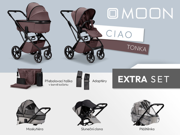 Moon CIAO lacný EXTRA Set kočíka - Tonka + držiak na nápoj ako DARČEK