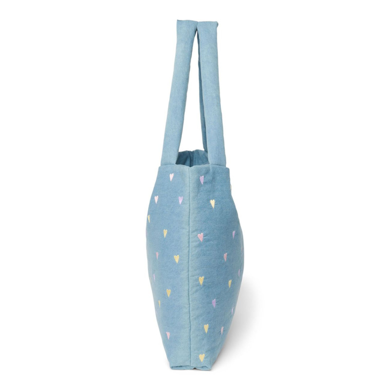 STUDIO NOOS - Denim MOM BAG | Hearts Light Blue Hearts 2