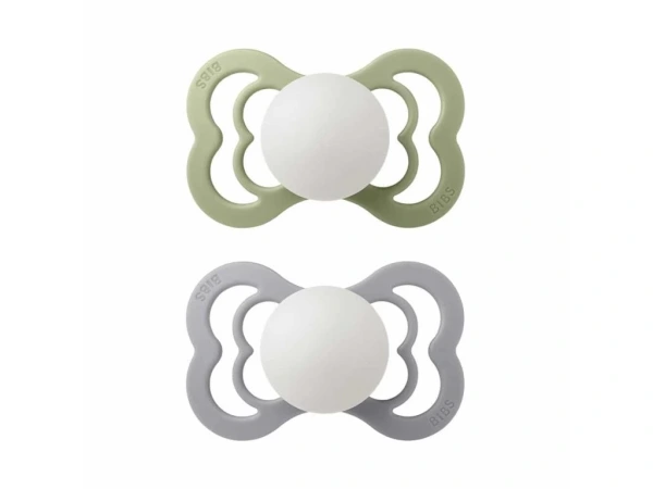 BIBS Supreme Sage Nočný/Cloud Nočný cumlík z silikónu 2ks, veľkosť 2