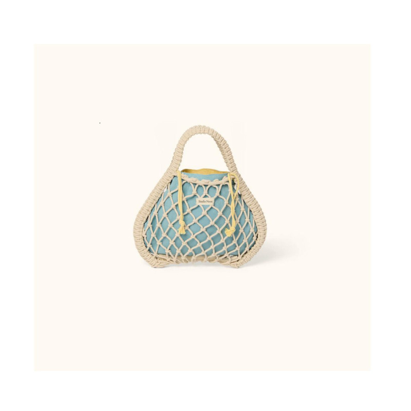 STUDIO NOOS - MACRAME MINI HAND BAG | síťka Natural & vnitřní taška Blue Yellow 1