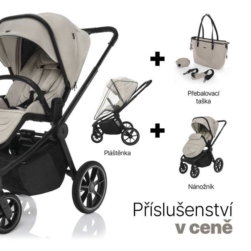 Set športový kočík Move Cross 5 + hlboká korba XL 5 + adaptéry, Ivory Beige 5