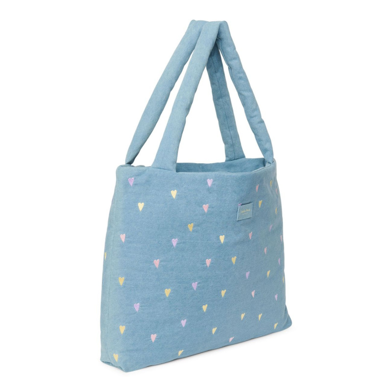 STUDIO NOOS - Denim MOM BAG | Hearts Light Blue Hearts 1