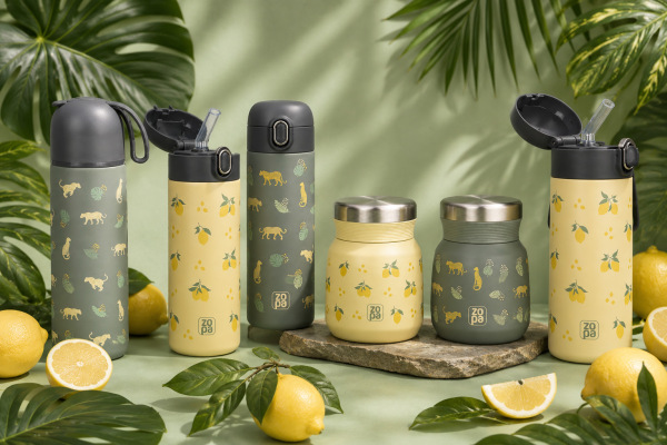 Termoska na tekutiny s brčkem a silikonovým držákem 350 ml, Limoncello 4