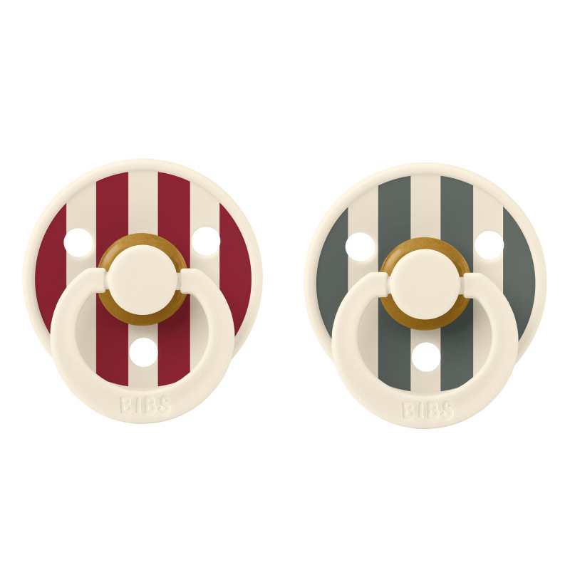 BIBS STUDIO Colour Block Ruby Pine Mix cumlíky z prírodného kaučuku 2ks, veľkosť 2