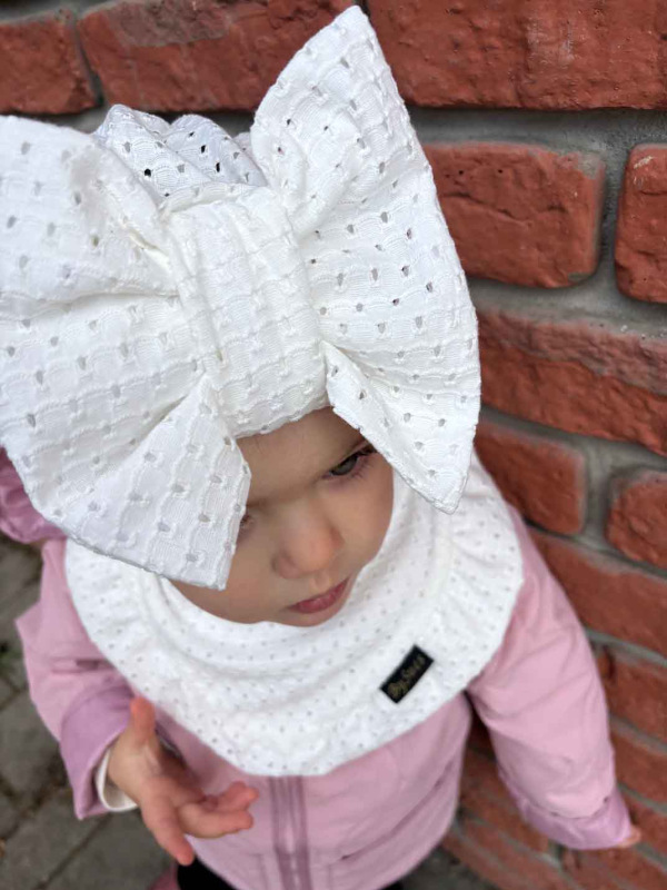 Detská čiapka / Turban s Mašľou, madeira BIELA 2