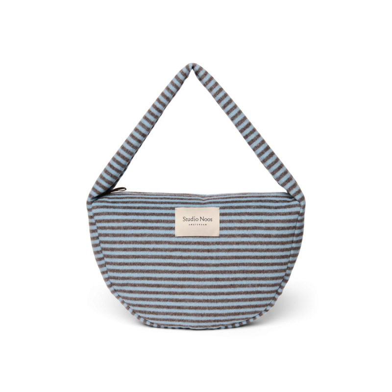 STUDIO NOOS - VLNENÁ Cross Body Bag Stripy Wool | LIght Blue Brown