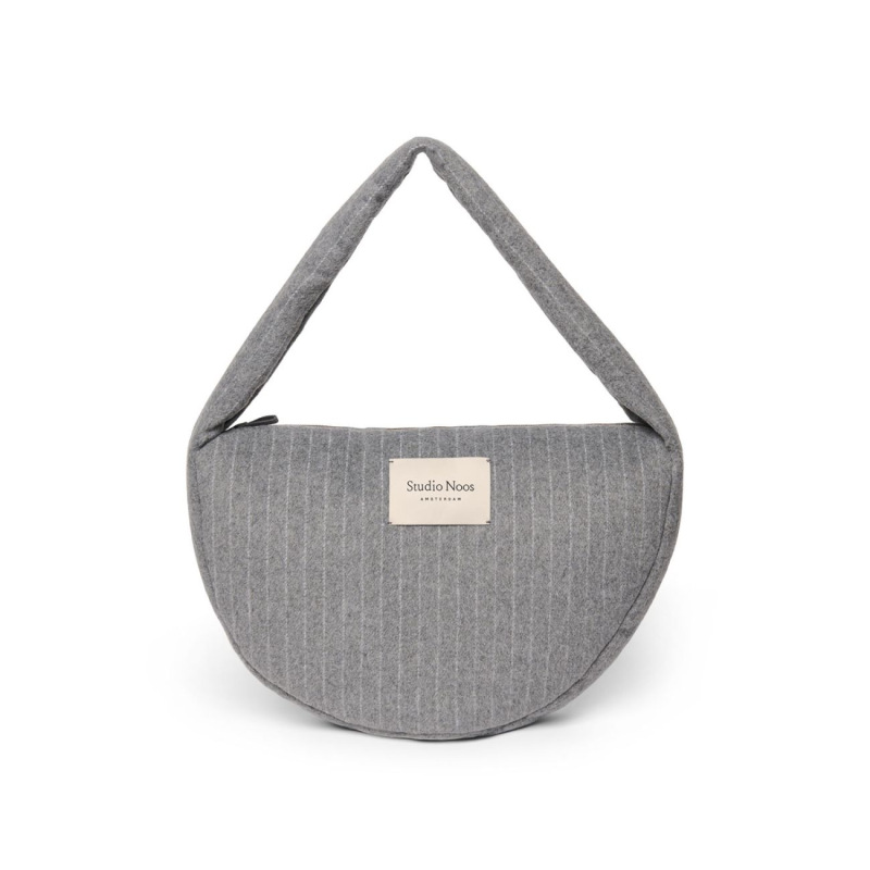 STUDIO NOOS - Flannel Chalkstripe Cross Body bag | Light Grey