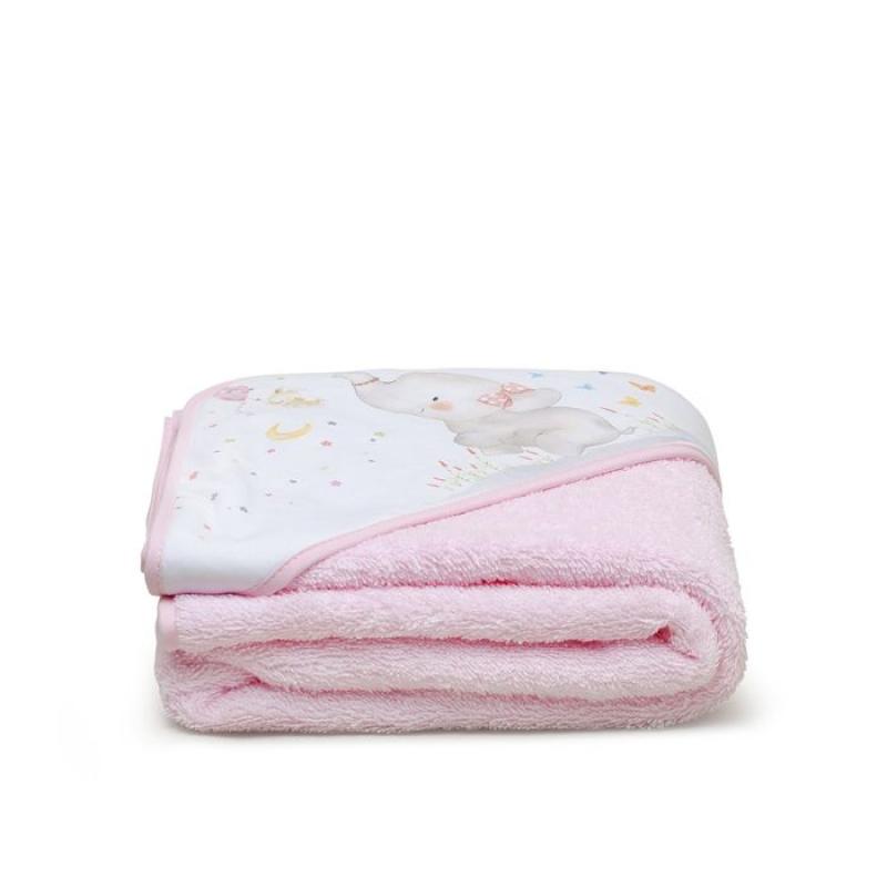 INTERBABY | SET - OSUŠKA froté 100x100 SLONÍK + PRÍTULKA - růžová