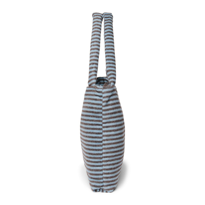 STUDIO NOOS - VLNENÁ MOM BAG | Stripy Wool l Light blue Brown 4