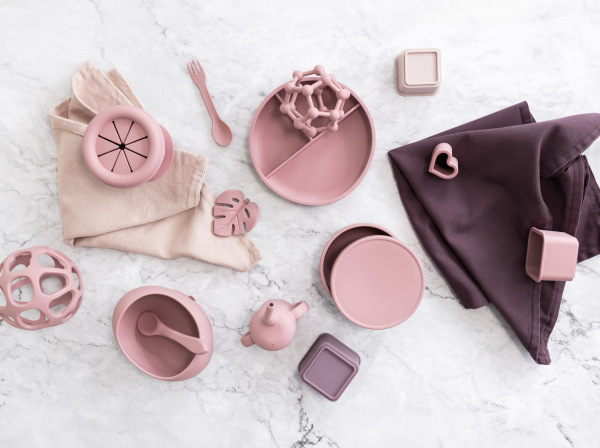 Silikónová miska na sušienky s prísavkou, Old Pink 7