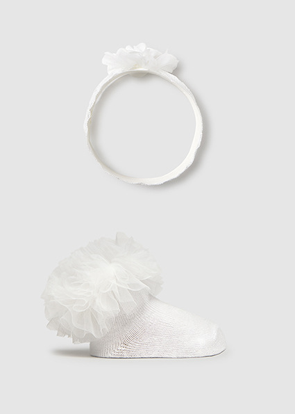 Mayoral set ponožky s čelenkou White